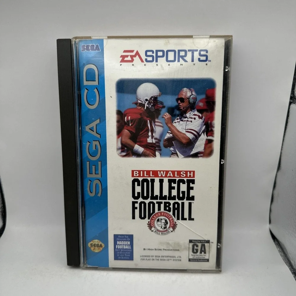 Bill Walsh College Football SEGA CD CIB Complete Manual Reg Card Excellent Disc
